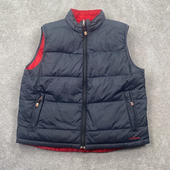LL Bean Full Zip Up Reversible Goose Down Puffer Vest Skiing Hiking Men's Size L - Picture 1 of 9